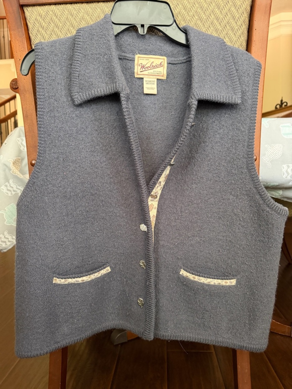 Woolrich Dark Charcoal Knit Vest with Branded Patch